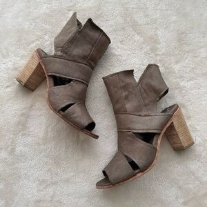 Free People Effie Heeled Sandal Booties Brown Leather 7.5 Zip Up